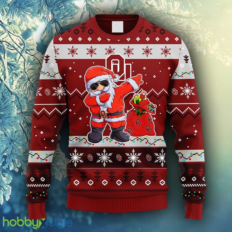NCAA Christmas Oklahoma Sooners Dabbing Santa Claus Christmas Ugly Sweater For Men Women - NCAA Oklahoma Sooners Dabbing Santa Claus Christmas Ugly Sweater_1