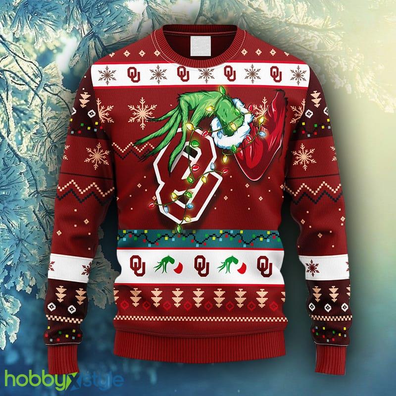 NCAA Christmas Oklahoma Sooners Grinch Christmas Ugly Sweater For Men Women - NCAA Oklahoma Sooners Grinch Christmas Ugly Sweater_1