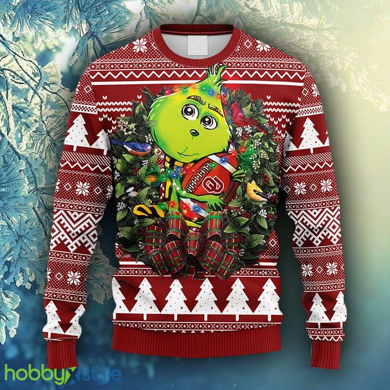 NCAA Christmas Oklahoma Sooners Grinch Hug Christmas Ugly Sweater For Men Women - NCAA Oklahoma Sooners Grinch Hug Christmas Ugly Sweater_1