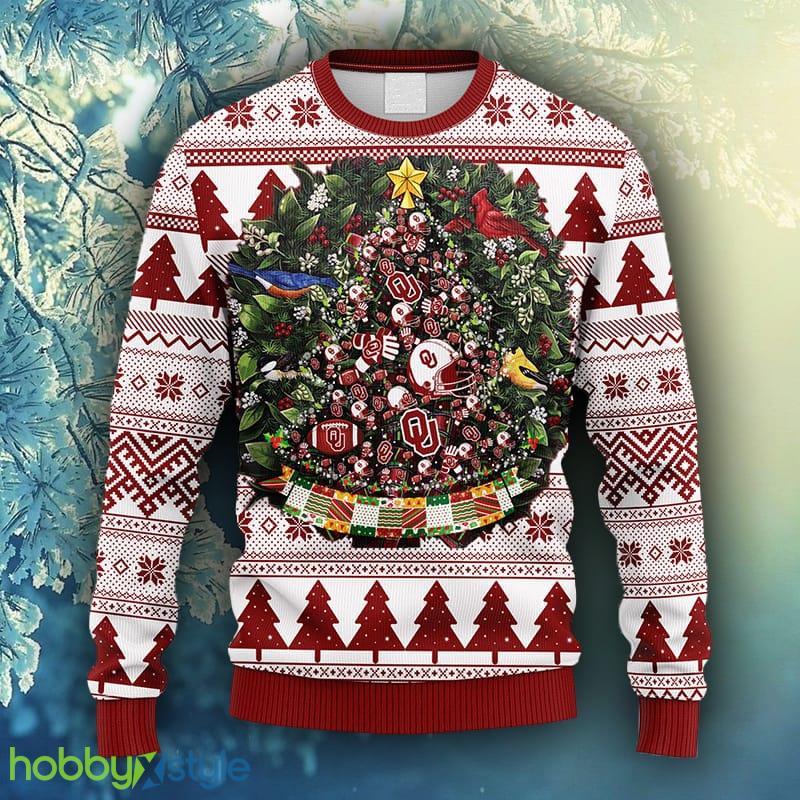 NCAA Christmas Oklahoma Sooners Tree Ball Christmas Ugly Sweater For Men Women - NCAA Oklahoma Sooners Tree Ball Christmas Ugly Sweater_1