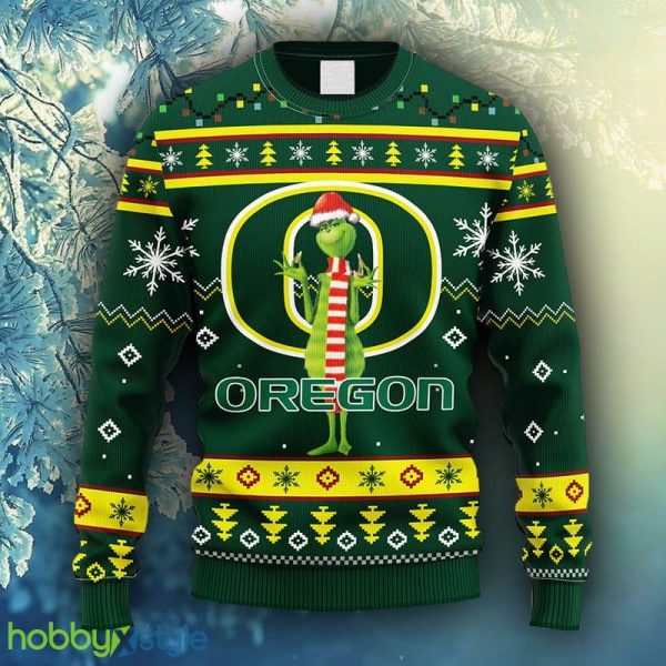 NCAA Christmas Oregon Ducks Funny Grinch Christmas Ugly Sweater For Men Women - NCAA Oregon Ducks Funny Grinch Christmas Ugly Sweater_1