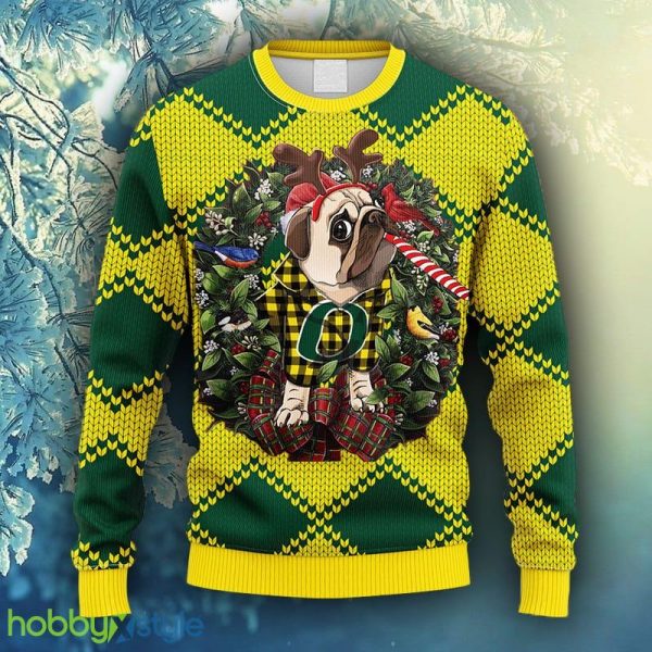 NCAA Christmas Oregon Ducks Pub Dog Christmas Ugly Sweater For Men Women - NCAA Oregon Ducks Pub Dog Christmas Ugly Sweater_1