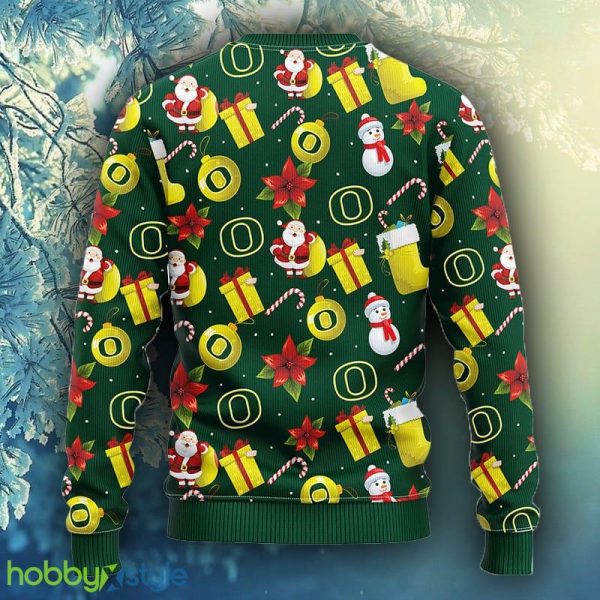 NCAA Christmas Oregon Ducks Santa Claus Snowman Christmas Ugly Sweater For Men Women - NCAA Oregon Ducks Santa Claus Snowman Christmas Ugly Sweater_2