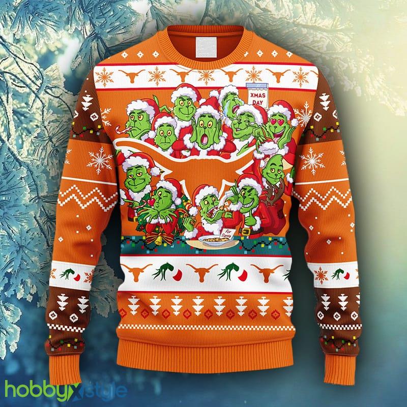 NCAA Christmas Texas Longhorns 12 Grinch Xmas Day Christmas Ugly Sweater For Men Women - NCAA Texas Longhorns 12 Grinch Xmas Day Christmas Ugly Sweater_1