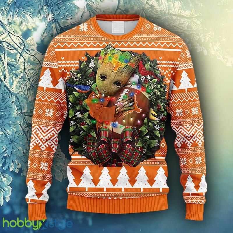 NCAA Christmas Texas Longhorns Groot Hug Christmas Ugly Sweater For Men Women - NCAA Texas Longhorns Groot Hug Christmas Ugly Sweater_1