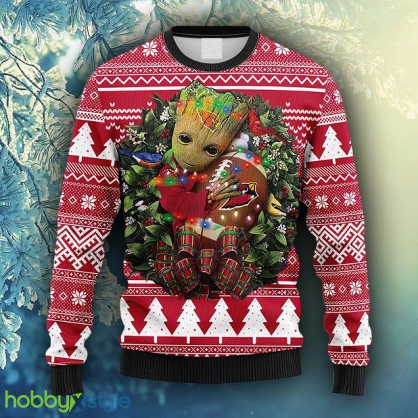 NFL Fans Arizona Cardinals Groot Hug Christmas Ugly Sweater For Men Women - NFL Arizona Cardinals Groot Hug Christmas Ugly Sweater_1
