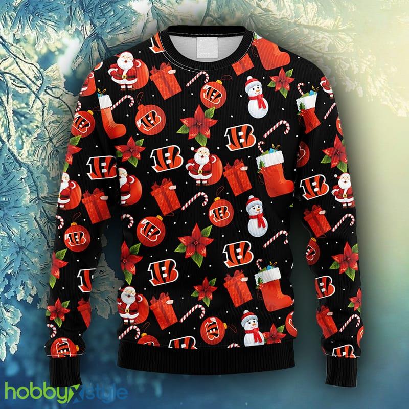 NFL Fans Cincinnati Bengals Santa Claus Snowman Christmas Ugly Sweater For Men Women - NFL Cincinnati Bengals Santa Claus Snowman Christmas Ugly Sweater_1