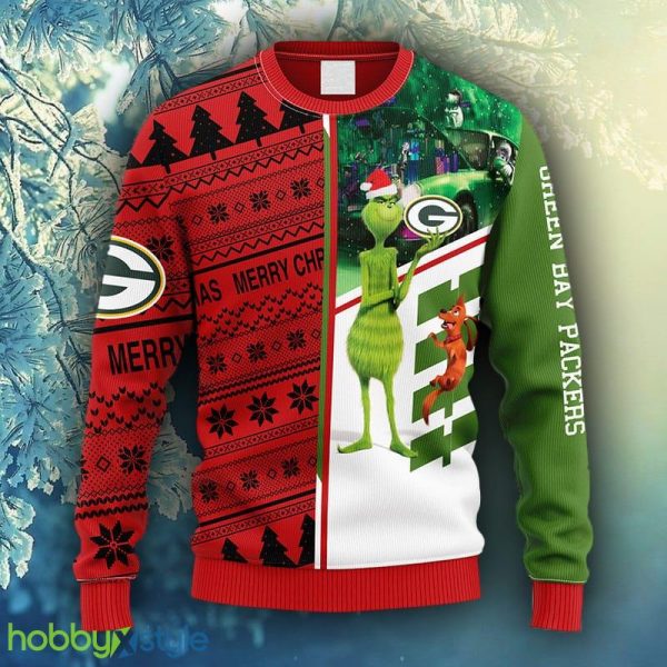 NFL Fans Green Bay Packers Grinch & Scooby-Doo Christmas Ugly Sweater For Men Women - NFL Green Bay Packers Grinch & Scooby-Doo Christmas Ugly Sweater_1