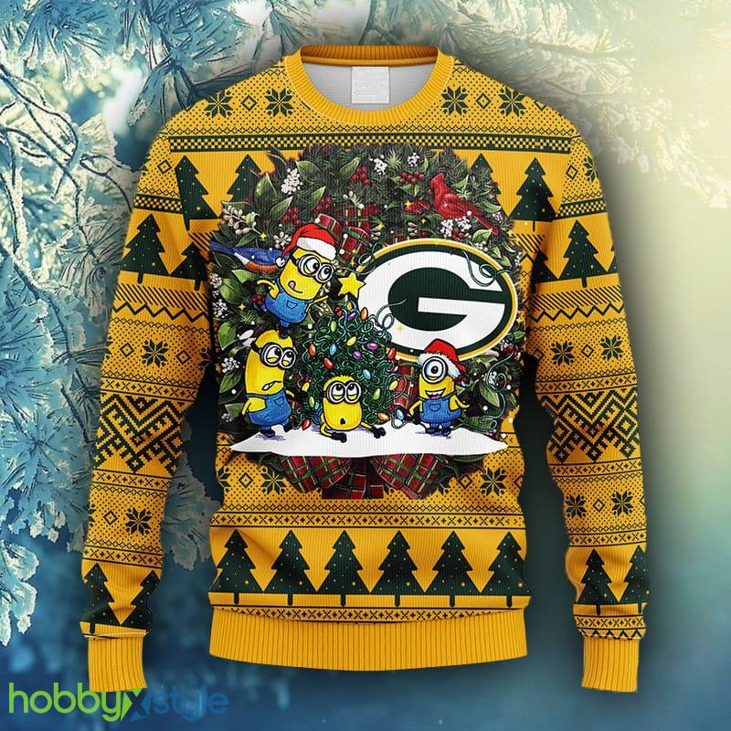NFL Fans Green Bay Packers Minion Christmas Ugly Sweater For Men Women - NFL Green Bay Packers Minion Christmas Ugly Sweater_1