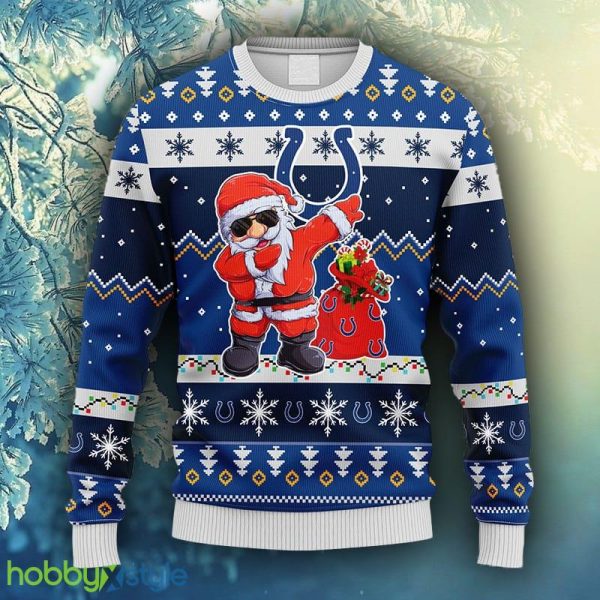 NFL Fans Indianapolis Colts Dabbing Santa Claus Christmas Ugly Sweater For Men Women - NFL Indianapolis Colts Dabbing Santa Claus Christmas Ugly Sweater_1