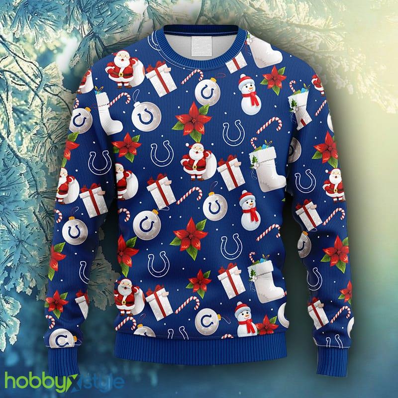 NFL Fans Indianapolis Colts Santa Claus Snowman Christmas Ugly Sweater For Men Women - NFL Indianapolis Colts Santa Claus Snowman Christmas Ugly Sweater_1