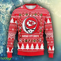NFL Fans Kansas City Chiefs Grateful Dead Ugly Christmas Fleece Sweater For Men Women - NFL Kansas City Chiefs Grateful Dead Ugly Christmas Fleece Sweater_1