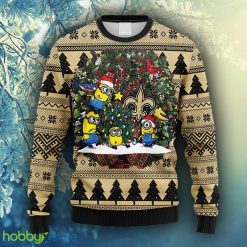 NFL Fans New Orleans Saints Minion Christmas Ugly Sweater For Men Women - NFL New Orleans Saints Minion Christmas Ugly Sweater_1