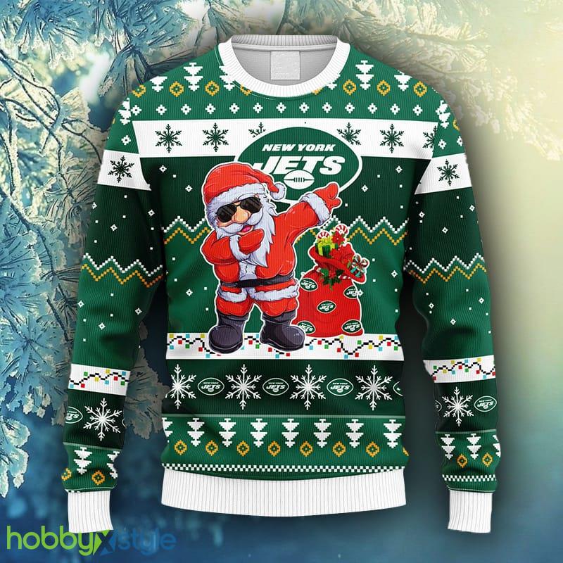 NFL Fans New York Jets Dabbing Santa Claus Christmas Ugly Sweater For Men Women - NFL New York Jets Dabbing Santa Claus Christmas Ugly Sweater_1