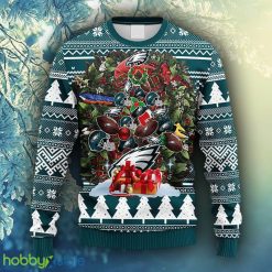 NFL Fans Philadelphia Eagles Tree Ugly Christmas Fleece Sweater For Men Women - NFL Philadelphia Eagles Tree Ugly Christmas Fleece Sweater_2