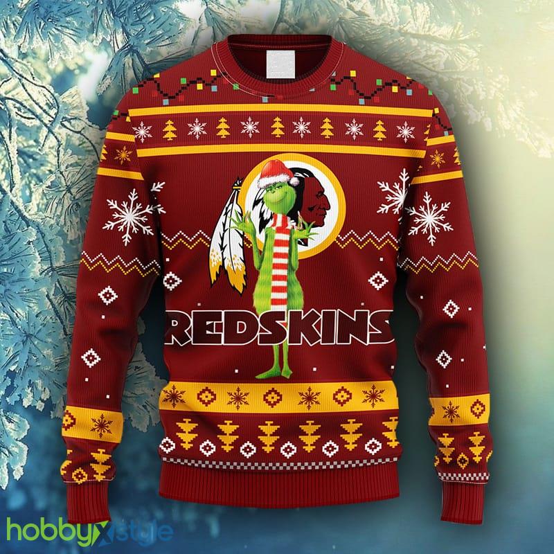 NFL Fans Washington Redskins Funny Grinch Christmas Ugly Sweater For Men Women - NFL Washington Redskins Funny Grinch Christmas Ugly Sweater_1