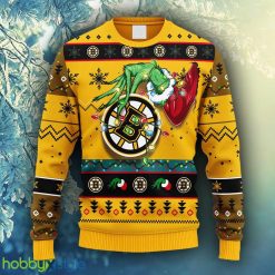 NHL Logo Boston Bruins Grinch Christmas Ugly Sweater For Men Women - NHL Boston Bruins Grinch Christmas Ugly Sweater_2