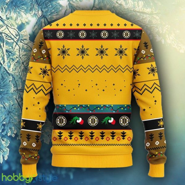NHL Logo Boston Bruins Grinch Christmas Ugly Sweater For Men Women - NHL Boston Bruins Grinch Christmas Ugly Sweater_1