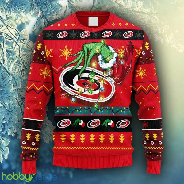 NHL Logo Carolina Hurricanes Grinch Christmas Ugly Sweater For Men Women - NHL Carolina Hurricanes Grinch Christmas Ugly Sweater_2