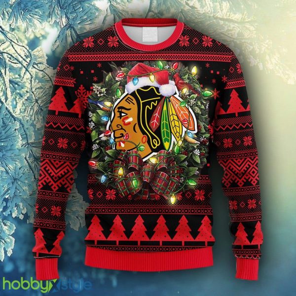 NHL Logo Chicago Blackhawks Christmas Ugly Sweater For Men Women - NHL Chicago Blackhawks Christmas Ugly Sweater_1