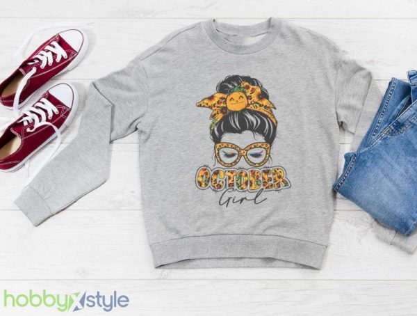 October Girl Halloween Thanksgiving Fall Birthday October T Shirt Product Photo 3