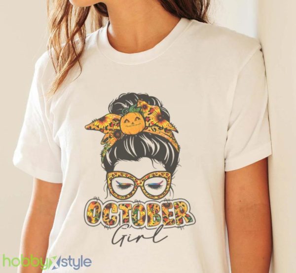 October Girl Halloween Thanksgiving Fall Birthday October T Shirt Product Photo 4