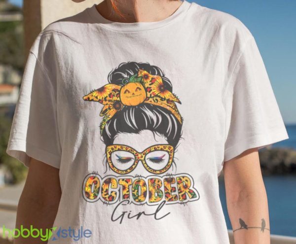 October Girl Halloween Thanksgiving Fall Birthday October T Shirt Product Photo 7