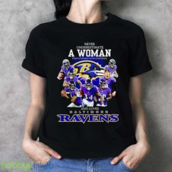 Official 2021 Never Underestimate A Woman Who Understands Football And Loves Baltimore Ravens Shirt Product Photo 3