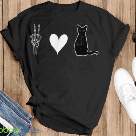 Peace Love Black Cat Halloween T Shirt Product Photo 3