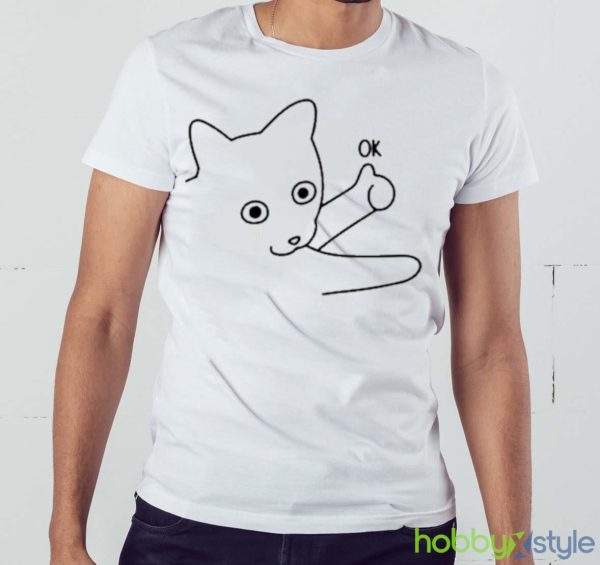 Poorly Catdraw Okie Dokie Cat Shirt - White Men T-Shirt