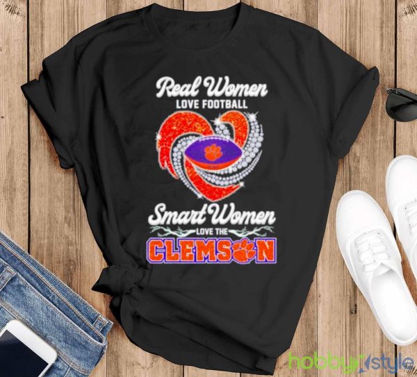 Real Women Love Football Smart Women Love The Clemson T Shirt - Black T-Shirt