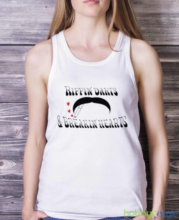 Rippin’ Darts & Breakin’ Hearts T shirt - White Ladies Tank Top