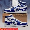 San Diego Padres MLB New Style Air Jordan 1 High Top Shoes Custom Name And Number - San Diego Padres MLB High Top Air Jordan Custom Number And Name_1