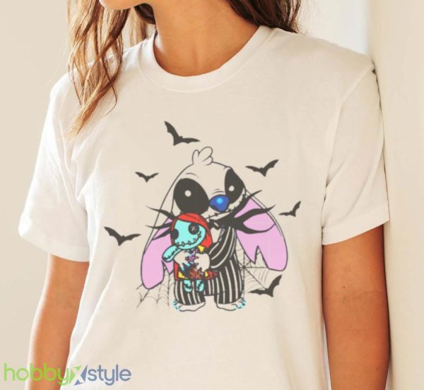 Stitch And Jack Sally Stitch Kiss Halloween Shirt Product Photo 4
