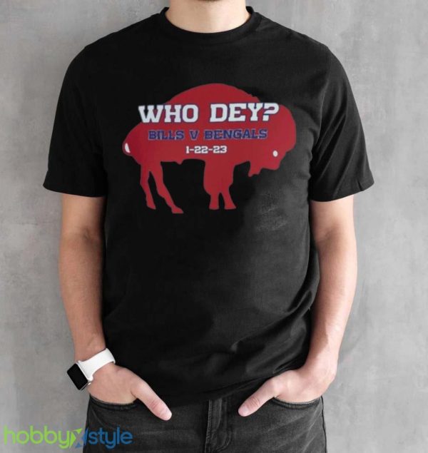Top Who Dey 1 22 23 Bills V Bengals Buffalo Bills Football Mens Shirt Product Photo 2