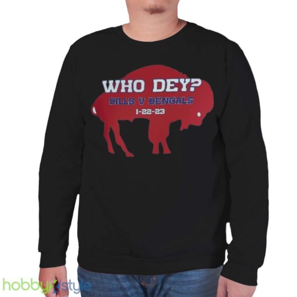 Top Who Dey 1 22 23 Bills V Bengals Buffalo Bills Football Mens Shirt Product Photo 7