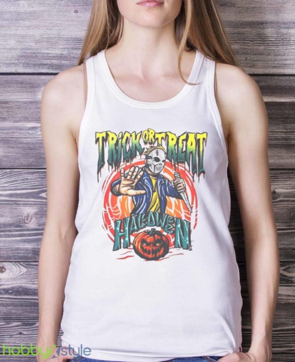 Trick Or Treat Michael Myers Halloween Pumpkin Art Draw Shirt Product Photo 5