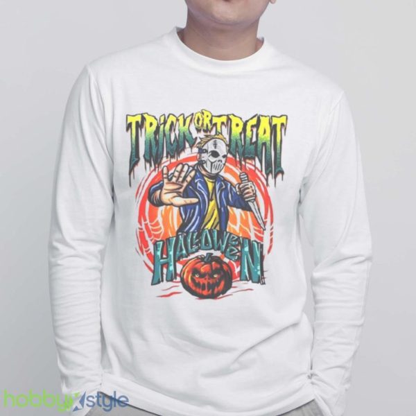 Trick Or Treat Michael Myers Halloween Pumpkin Art Draw Shirt Product Photo 6