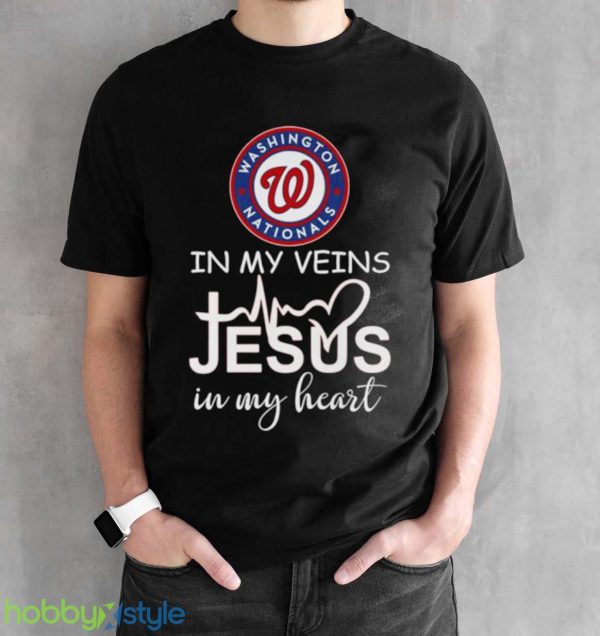 Washington Nationals Logo 2023 In My Veins Jesus In My Heart shirt - Black Unisex T-Shirt