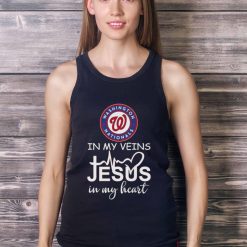 Washington Nationals Logo 2023 In My Veins Jesus In My Heart shirt - Ladies Tank Top