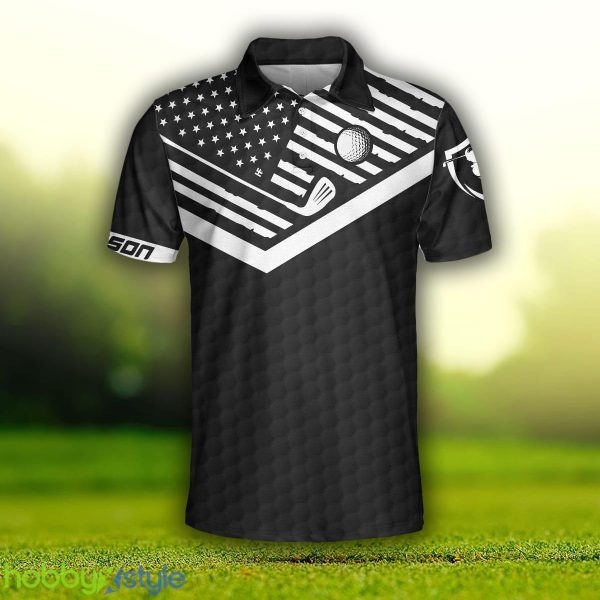 When My Wife Lets Me Play Golf, Black American Flag Golf Shirt Custom Name Polo Shirt - When My Wife Lets Me Play Golf Custom Polo Shirt, Personalized Black American Flag Golf Shirt For Men_3