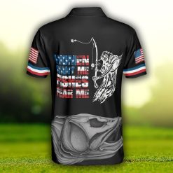 Woman Want Me Fishes Fear Me White Version, Fish Skeleton Reaper American Flag, Best Fishing Shirt Polo Shirt - 090823-105939