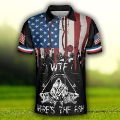Woman Want Me Fishes Fear Me White Version, Fish Skeleton Reaper American Flag, Best Fishing Shirt Polo Shirt - 090823-105945