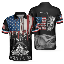Woman Want Me Fishes Fear Me White Version, Fish Skeleton Reaper American Flag, Best Fishing Shirt Polo Shirt - 090823-105902