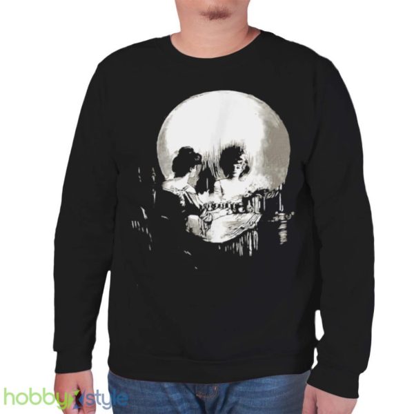 Woman With Halloween Skull Reflection In Mirror T Shirt Product Photo 7