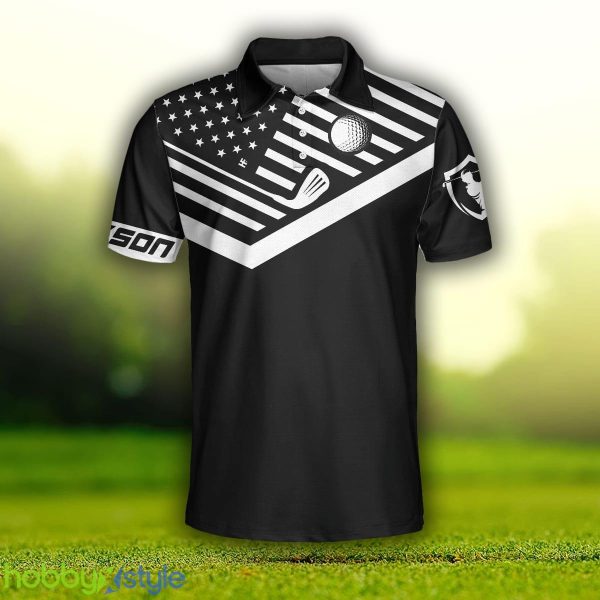 Your Hole Is My Goal New Version, Black American Flag Golf Shirt Custom Name Polo Shirt - Your Hole Is My Goal New Version Custom Polo Shirt, Personalized Black American Flag Golf Shirt For Men_2