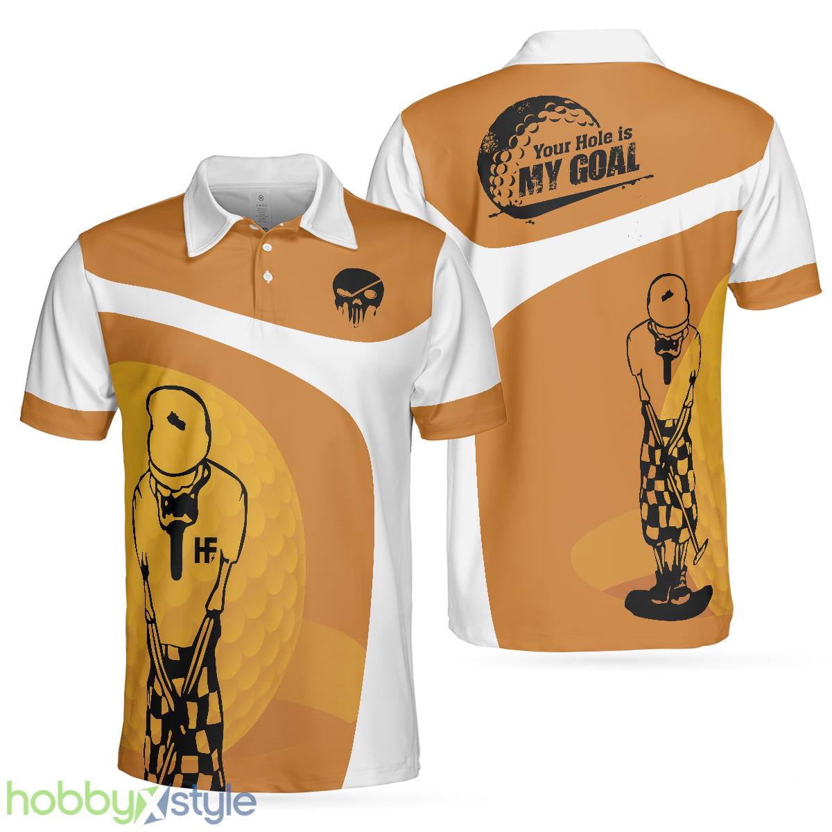 Your Hole Is My Goal Skull, Light Brown Skeleton Golfer, Best Golf Shirt Polo Shirt - Your Hole Is My Goal Skull Polo Shirt, Light Brown Skeleton Golfer Polo Shirt, Best Golf Shirt For Men_1