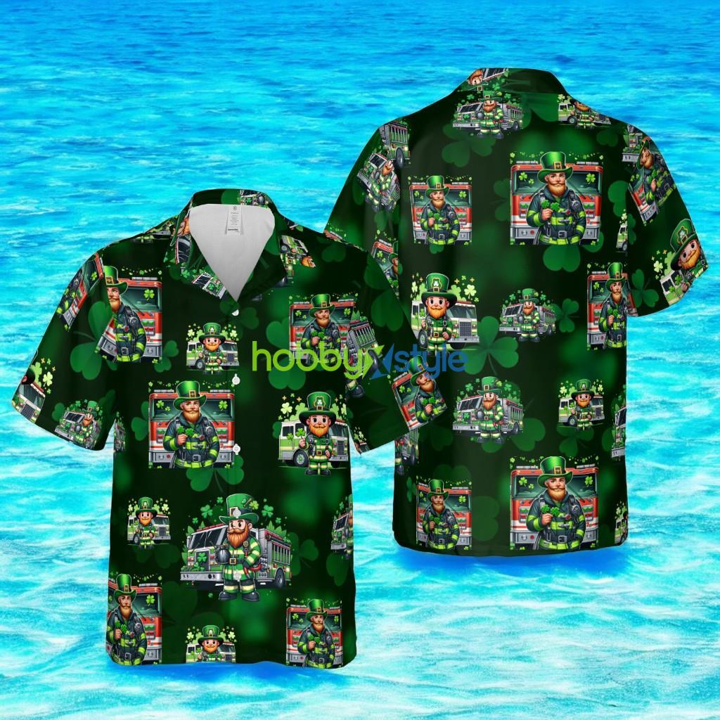 Firefighter Saint Patrick's Day Leprechaun Hawaiian Shirt Product Photo 1